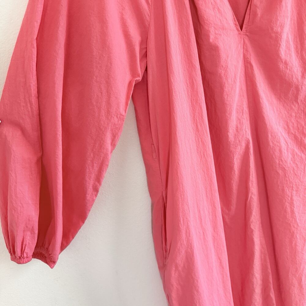 Xirena Cotton Maxi Dress XL Coral Pink Long Sleeve V-Neck Side Slits Boho READ! - Picture 7 of 16